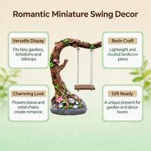 1pc Miniature Landscape Decoration Accessory, Also Suitable For Reptile Terrarium Decor, A Romantic And Elegant Resin Swing Ornament, Perfect For Decorating Living Room, Bedroom, Garden, A Romantic And Unique Holiday Gift - Swing - View 3