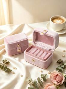 1pc Velvet Multi-Slot Ring Box Wedding Jewelry Box Storage Packaging Box Mini Earring Box, Jewelry Box Earring Storage Box Luxury Display Box - Multicolor - View 9
