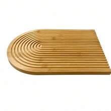 32x23x1.3cm Wood Bamboo Semicircular Board, Modern Minimalist Style Serving Tray, Random Color - View 4