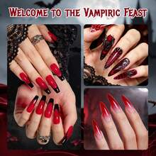 Beetles 1PCS Halloween Nail Builder Gel, Crimson Whisper Red 8-In-1 HEMA-Free & TPO-Free Builder Gel With Brush For Instant Apex, Thickening & Short Extensions, UV LED Cured DIY Manicure - Halloween Builder Gel - 查看 2