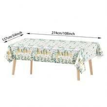 1pc/3pcs Floral Sage Green Rectangular Tablecloth, 54x108 Inches, Sage Party Disposable Tablecloth Suitable For Wedding, Birthday Party, Home Birthday, Wedding Decoration - Green - View 2
