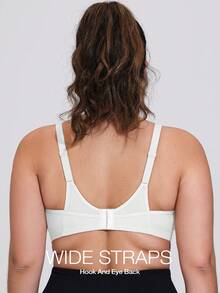 Wingslove Plus Size Wireless Sports Bra With U-Shaped Back Design, Breathable Support, Perfect For Yoga, Running And Fitness Workouts - White - View 5