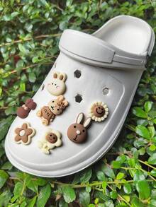 14pcs Rabbit, Sunflower, Flower, Heart Shoe Charms Set, Suitable For Clogs, Beach Shoes, Sandals - Multicolor - View 4