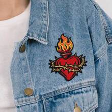 RHUAGYP 1pc Burning Heart Bottle Embroidered Patch, Thorny Flame Heart Potion Badge, Gothic Bold Red Heart Pattern, Suitable For Jacket, Backpack, Hat And Clothing DIY Decoration Iron-On/Sew-On Patch - Multicolor - View 5