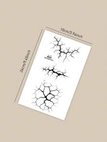 STARTTOOS 1pc Halloween Black Realistic Tree Branch Cracked Pattern Waterproof Temporary Tattoo Sticker For Face, Shoulder, Back, Leg, Cosplay Makeup Party Gift - Black - View 7
