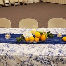4-Piece/1-Piece Blue Floral Plastic Rectangular Tablecloth, Disposable Blue Floral Party Tablecloth Suitable For Weddings, Buffets, Proposal Parties, Birthday Parties 54*104 Inches - Blue - View 5