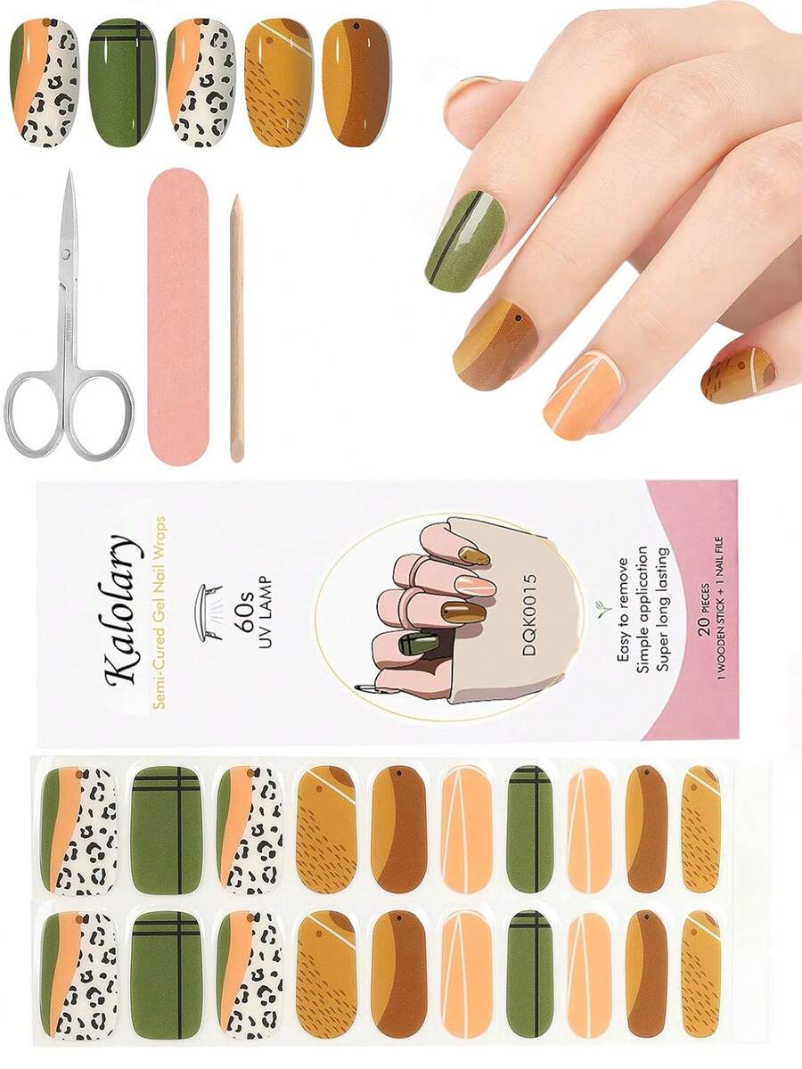 凝膠美甲貼片 亮片美甲貼 防水全覆蓋 DIY 美甲裝飾適用 - 彩色 - 查看 1