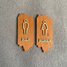 لافتة باب الحمام الخشبية، لوحة بسيطة WC/TOILET/MEN/WOMEN، ديكور جدار الحمام الريفي للمنزل والمقهى والبار - 1PC - مشاهدة 3
