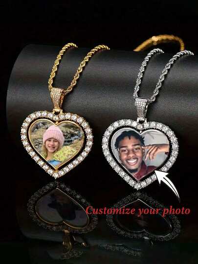 1pc Custom Rotating Photo Pendant Necklace,Gift Jewelry, Suitable As A Luxury Gift For Couples,Fashionable,Retro,Ideal Gift For Him,Ideal Gift For Her