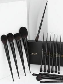 docolor 15-Piece Professional Makeup Brush Set - Full Face Cosmetics Brushes Kit For Foundation, Blending, Contour, Eyeshadow, Powder - Soft Synthetic Bristles - Luxury Black Makeup Brush Collection - Black - View 6