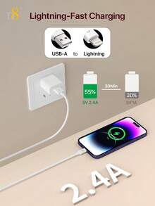 D8 MFi 認證 Lightning 傳輸線 (3.3FT) TPE USB A 轉 Lightning 充電線 USB 2.0 2.4A 快充，相容 iPhone 14 Pro/13 Mini/13/12/11 Pro MAX/XR/XS/8/7/Plus/6S/SE，節日禮物、情人節禮物、聖誕禮物，秋冬露營度假必備配件，露營用品 - 白色 - 查看 4