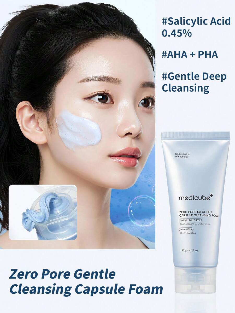 Medicube Zero Pore Capsule 潔面慕斯 1 瓶 120g,三重酸類去黑頭,氨基酸溫和泡沫清潔毛孔污垢,保濕不緊繃,適合油性與敏感肌 - 零毛孔清透膠囊潔面泡棉 120g - 查看 1