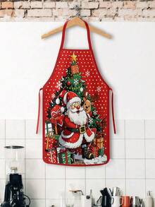 4PCS Christmas Mrs. Claus Apron Set, Funny Santa Costume Print Adjustable Waterproof Kitchen Apron, Holiday Cooking Apron Gift For Women - Multicolor - View 8