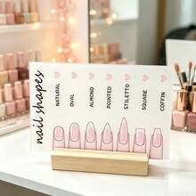1pc Rectangular Acrylic Nail Shape Display Board, Artificial Nail Sample Color Card Holder With Base, Nail Art Work Color Card, DIY Salon Photography Prop Background, Nail Shape Display Rack - Multicolor - View 5