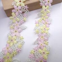 1 Yard Gradient Floral Embroidered Lace, Suitable For Home Decor, Crafts, Clothing, Sofa, Curtain Decoration - Multicolor - View 5
