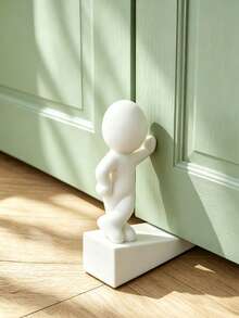 Creative Human-Shaped Doorstop, Movable Human-Shaped Door Wedge, Home Decor Door Stopper. Offers Various Poses And Style Options, Suitable For Keeping Doors Open At Home Or In The Office, Also Serves As A Desktop Decorative Ornament. - White - View 10