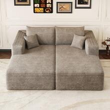 180*151cm, Sofá de pana cómodo, sofá tapizado moderno y minimalista, sofá chaise longue de esponja para sala de estar, sofá moderno sin estructura, sofá cama, negro - Chaiselongue-Camel - Ver 8