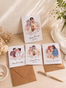 1 st anpassat fotoalbum-grattis-kort för par, personligt fotokort med illustration, anpassningsbar text och datum, lämpligt som födelsedagskort för par, Alla hjärtans dag- och förlovningskort med kuvert - Multifärgad - Visa 4