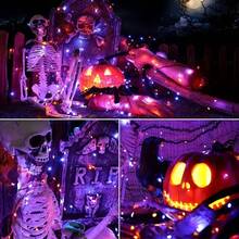 1pc/2PCS Halloween Decoration Solar 120LED Purple And Orange Fairy String Lights, 8 Modes Of Solar Flashing Fairy Lights, Outdoor Courtyard Party Halloween Decoration, Waterproof Copper String Lights - Solar Orange and Purple String Lights - View 4
