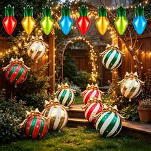 12pcs Christmas Bow Hanging Ball Light Bulb Shaped Balloon Set, Christmas Party Decoration - Multicolor - View 3