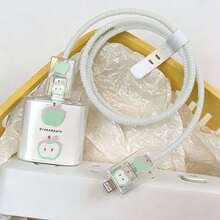 1組豹紋唇形設計Apple數據線充電器保護套，相容Apple 18-20W充電器，防斷裂防刮保護殼 - 彩色 - 查看 4