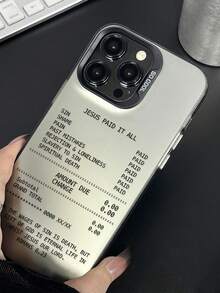 1件創意帳單收據英文經文圖案手機殼，Jesus Paid It All 羅馬書信仰文字創意印花防震保護殼，適用於 iPhone 17/16 Pro Max/15/14 Plus/13/12/11 保護殼 - 灰色 - 查看 5