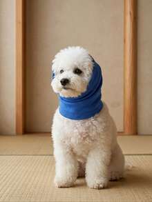 Lightweight Breathable Pure Blue Polyester Pet Head Cover With Elastic Headband, Anti-Bite Design, Fun Decorative Accessory, Suitable For Small To Medium Dogs (E.G., Teddy, Bichon) Year-Round Use - Blue - View 3