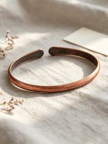 1~15pcs Pure Copper Tackable Bangl Bracelets For Women Men Waterproof Healing Cuff Bracelets For Men Adjustable Chunky Copper Bangle - Bronze - View 4