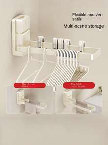 Toallero plegable con ventosa, barra de toallas para baño sin taladro, soporte multifuncional de pared para toallas, toallas de baño, diademas, joyas, perchas y almacenamiento de accesorios de baño, estantería de almacenamiento para baño - Multicolor - Ver 7