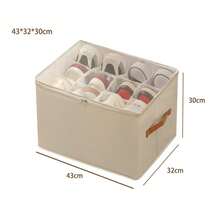 Space Saving Foldable Fabric Shoe Storage Box, Clear Mesh Dustproof Cover With Handle, Multi Compartment Shoe Organizer Container For Wardrobe, Sneakers & Flats - Multicolor - View 11