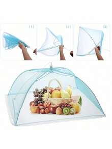 1pc White Foldable Food Cover - Fly & Insect Proof Mesh Cover, Kitchen & Outdoor Sunshade Essential, Pop-Up Mesh Design, Suitable For Parties, Picnics And BBQ; Reusable And Easy To Fold, Helps You Say Goodbye To Kitchen Fruit Flies And Flying Insects - Multicolor - View 14