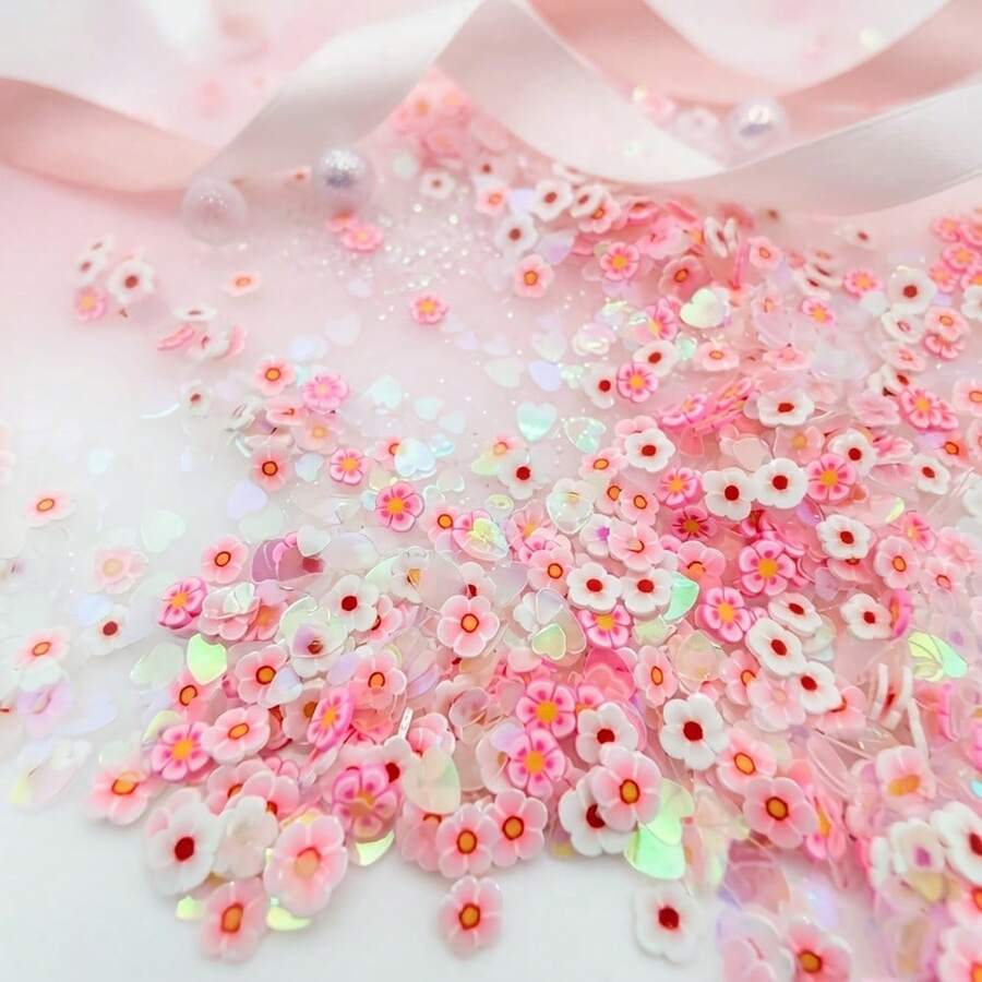 3800pcs Set: A Dazzling Dreamy Collection Of Transparent Heart-Shaped Sequins And Assorted Floral Embellishments Perfect For DIY Greeting Cards Handmade Hair Clips Earrings Sequins Handmade Accessories