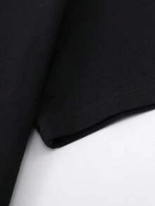 [2026 New Model] Plus Size Women's Round Neck Pullover Short Sleeve T-Shirt, 100% Cotton, Casual Sports Top, Comfortable Everyday Style, Summer Essent - Black - View 5