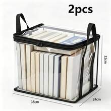 2/1 Heavy Duty Transparent PVC Storage Box, Foldable With Visible Window Storage Bag, Thickened Waterproof Rectangular Container, Suitable For Books, Toys, Stationery And Snacks, Space-Saving Home And Classroom Storage, Practical Holiday Gift Choice - Multicolor - View 10