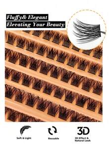 120pcs Reusable And Curlable Natural Eyelash Clusters, DIY Eyelash Extensions, Soft And Comfortable False Eyelashes. - D - View 4