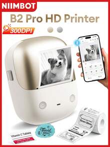 NIIMBOT B2Pro HD Portable Label Printer 300 DPI Bluetooth Wireless Thermal Printer Red & Black Dual-Color Printing Stickers For Office Home Small Business School - Multicolor - View 2