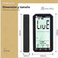 Portable Multimeter With 4.7-Inch LCD Screen. Measures DC Voltage And Current, AC Voltage And Current, Capacitance, And Resistance. Multifunction Multimeter With Backlight. - Black - View 2