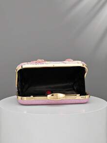 1pc Elegant Embroidered Floral Evening Clutch, Fashionable Women's Handbag, Suitable For Parties, Balls, Evening/Banquet, Parties, Weddings - Pink - View 4
