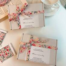 Cream Soft Skin-Friendly Floral Satin Ribbon, Suitable For Gift Wrapping, Handmade Crafts And Holiday Decoration, Pastoral Style Ribbon, Suitable For Christmas, Valentine's Day, New Year, All-Year Handmade Creation, Fresh Aesthetic - Multicolor - View 12