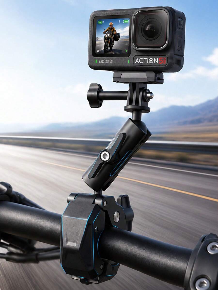 360° Rotatable Aluminum Alloy Bike Handlebar Mount Holder For Action Camera, Anti-Slip Ring Stable Clamp, Adjustable Bicycle Riding Camera Bracket, Multi-Device Compatible For Motorcycle, Mountain Bike And Cycling Accessories - View 1