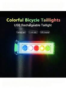 1pc USB Rechargeable Mountain/Road Bike Cycling Safety Warning Light Accessory, Bicycle Tail Light - White - View 1