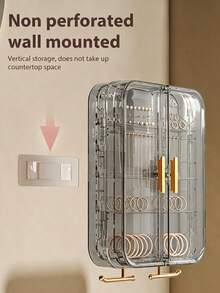 Wall Mount Double Sided Jewelry Storage Organizer, Large Hanging Jewelry Box For Necklaces Earrings Rings Bracelets, Dustproof Accessory Display Holder For Wall & Closet - Grey - View 5