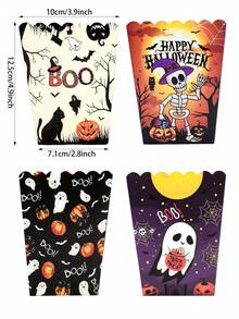 10/20/50Pcs Halloween Party Popcorn Boxes, Ghost Pumpkin Skull Bat Pattern Snack Containers, Disposable Candy Treat Boxes For Halloween Celebration, Trick Or Treat, Movie Night Party Decorations And Event Supplies - View 4