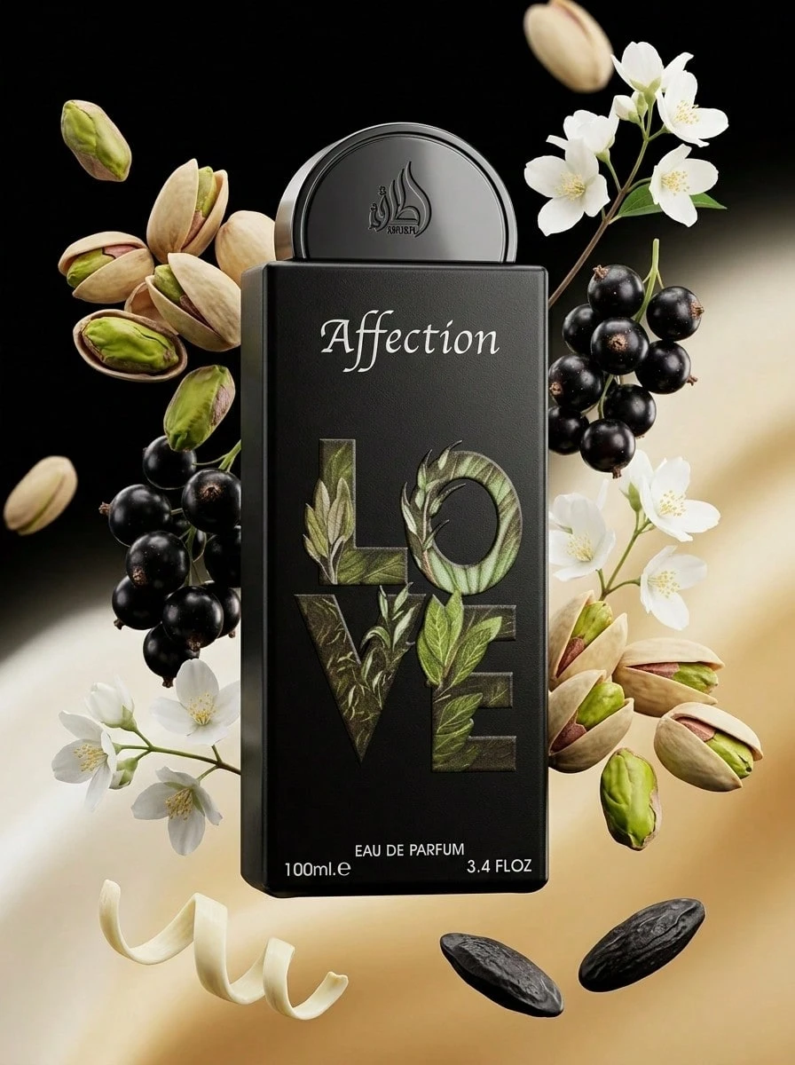 Affection - Lattafa - Eau de Parfum 100ml - Arabisches Parfüm / Unisex Arabisches Parfüm - Geschenk für Damen und Herren - Perfekt für Geburtstage, Weihnachten und Valentinstag - Mit Pistazie, Vanille, Jasmin und Tonkabohne - Süßer Duft, inspiriert von cremigen Desserts - Geblümt - Übersicht 1