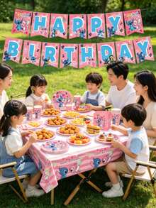 Cute Alien Cartoon Character Birthday Party Disposable Tableware Set, Paper Plates, Paper Cups, Napkins, Tablecloth, Birthday Decoration Supplies - Multicolor - View 9