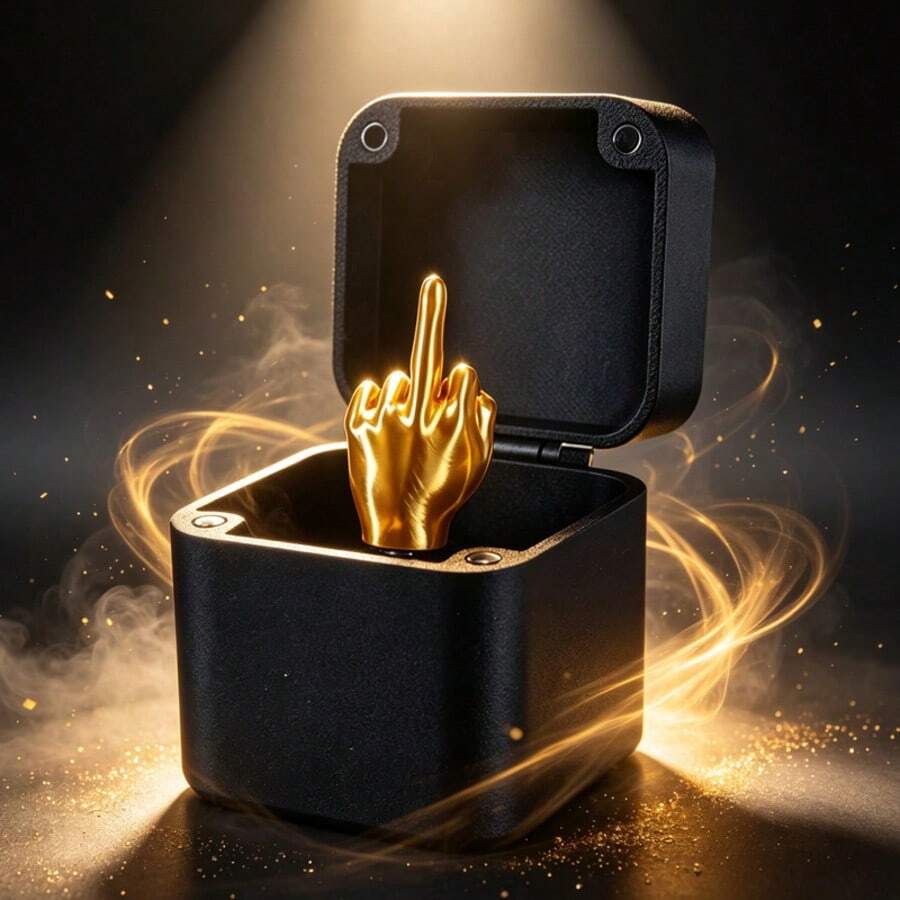 Funny Surprise Gift Box Prank , Creative Hidden Pop Up Golden Hand Gesture Decor Box, Novelty Joke Prank Present For Friends Party Gag Gifts - Novelty Ring Box - View 1