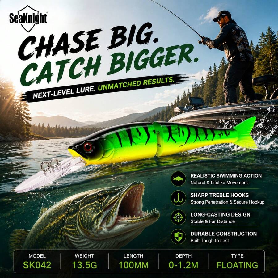 Seaknight SK042 100mm 13.5g Floating Hard Bait Small Fish Lure, Realistic Design, Suitable For Bass, Pike, Trout Freshwater And Saltwater Fishing Tackle - Multicolor - View 1