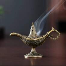 1PC Vintage Magic Lamp Incense Burner, Old-Style Design Home Incense Burner Lamp Metal Incense Burner Handmade Design - Multi-Functional, Compact Elegant Antique Style Home Decor, Unscented Candle Holder Gift Artistic Decoration, Suitable For Spa, Yoga, Meditation, Study, Office, Living Room, Bedroom, Coffee Table, Antique Palace Style Gift - Magic Lantern - View 3
