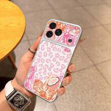 1 buah Casing Ponsel TPU Motif Leopard Pink Motif Bunga Tropis Kompatibel dengan iPhone 17 Pro Max/17/16 Pro Max/15/14/13/12/11 Perlindungan Penuh Anti Jatuh Soft Shell - Perak - View 3