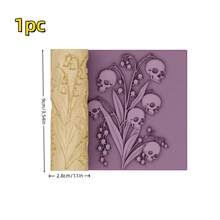 1pc Lily Skull Flower Branch Texture Roller - Embossed Polymer Clay Tool With Lily & Branch Patterns, Plastic Suitable For Ceramics, Pottery, Jewelry Making, Sculpture, Weaving, DIY Crafts - Decorative Patterns For Clay Rollers Gift For Artists - 1PC - View 2